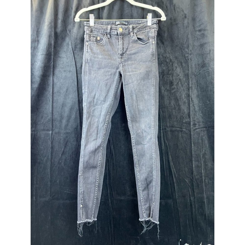Zara Denim Collection Womens Black Denim Ankle Length Distressed Skinny Jeans 2